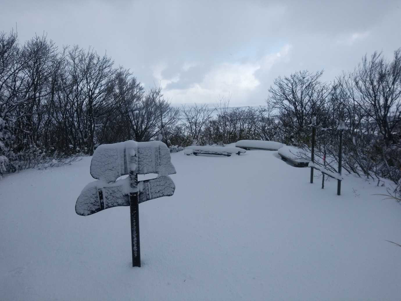 寒いだけあって積雪は少ない。

本日の足元は胎内観音のコースの下の方はチェーンスパイク。
上はスノーシュー。

全線チェーンスパイクでも良かったかも？
雪はフワフワで軽くて積雪は多くないから余りスノーシューの有り難みは無い。