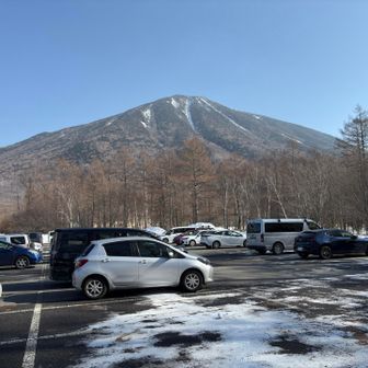赤沼駐車場はまだ止められそう。ほとんどが庵滝の氷瀑見学でしょう。
