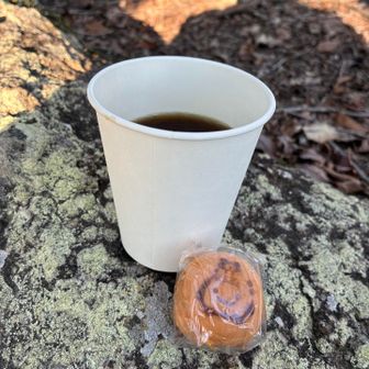 絶妙なタイミングでコーヒーいただきました♪
しかもアイスコーヒー♡ しろまるちゃんもカスタード入ってておいしい〜
パワー回復で無事下山😊