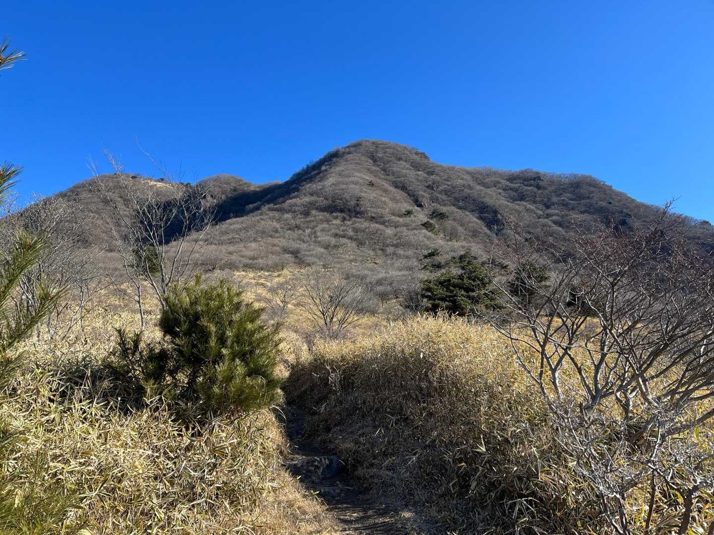 真っ青の空と鍋割山
