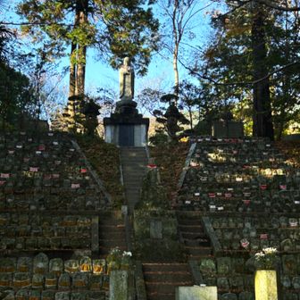 九品寺の裏山にある千体石仏。寺伝によると 南北朝時代にこの地を支配していた豪族・楢原氏が南朝方について北朝側と戦ったとき地元の人たちが味方の身代わりとして奉納したものだそう