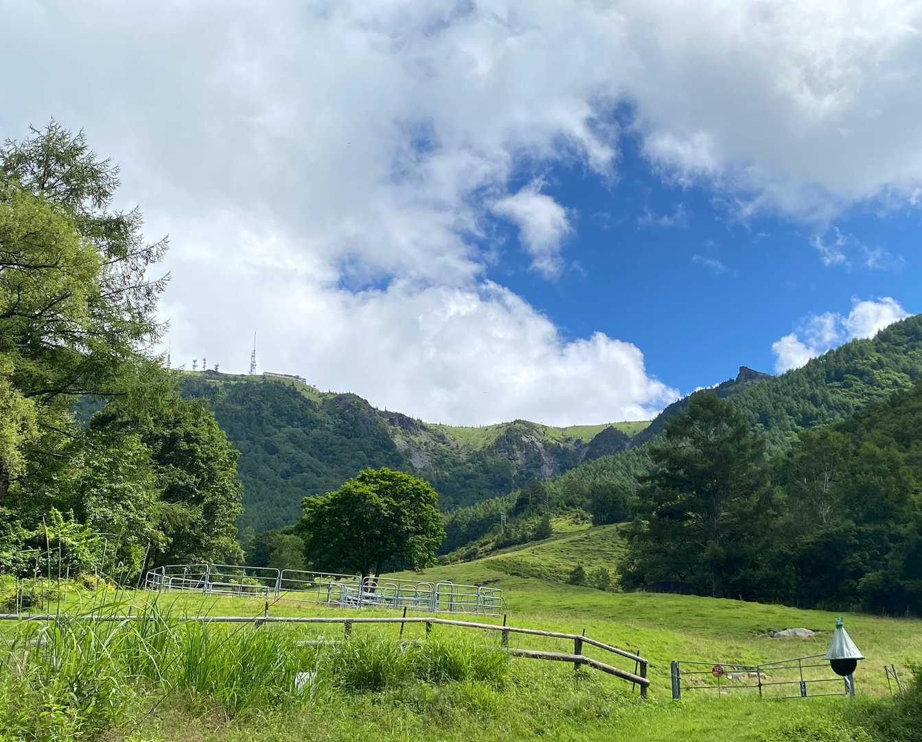 山頂の牧場を目指す　
麓の牧場からスタート