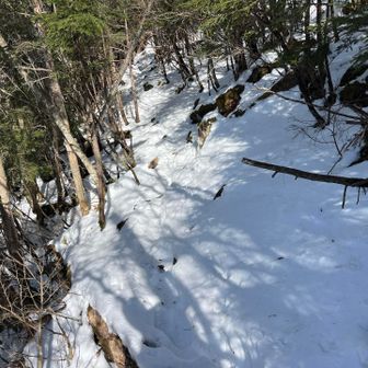 1番深いところでこんな感じでした。行きはトレース消えかかってましたが、帰りは踏み固められたのでそんなに問題なし。