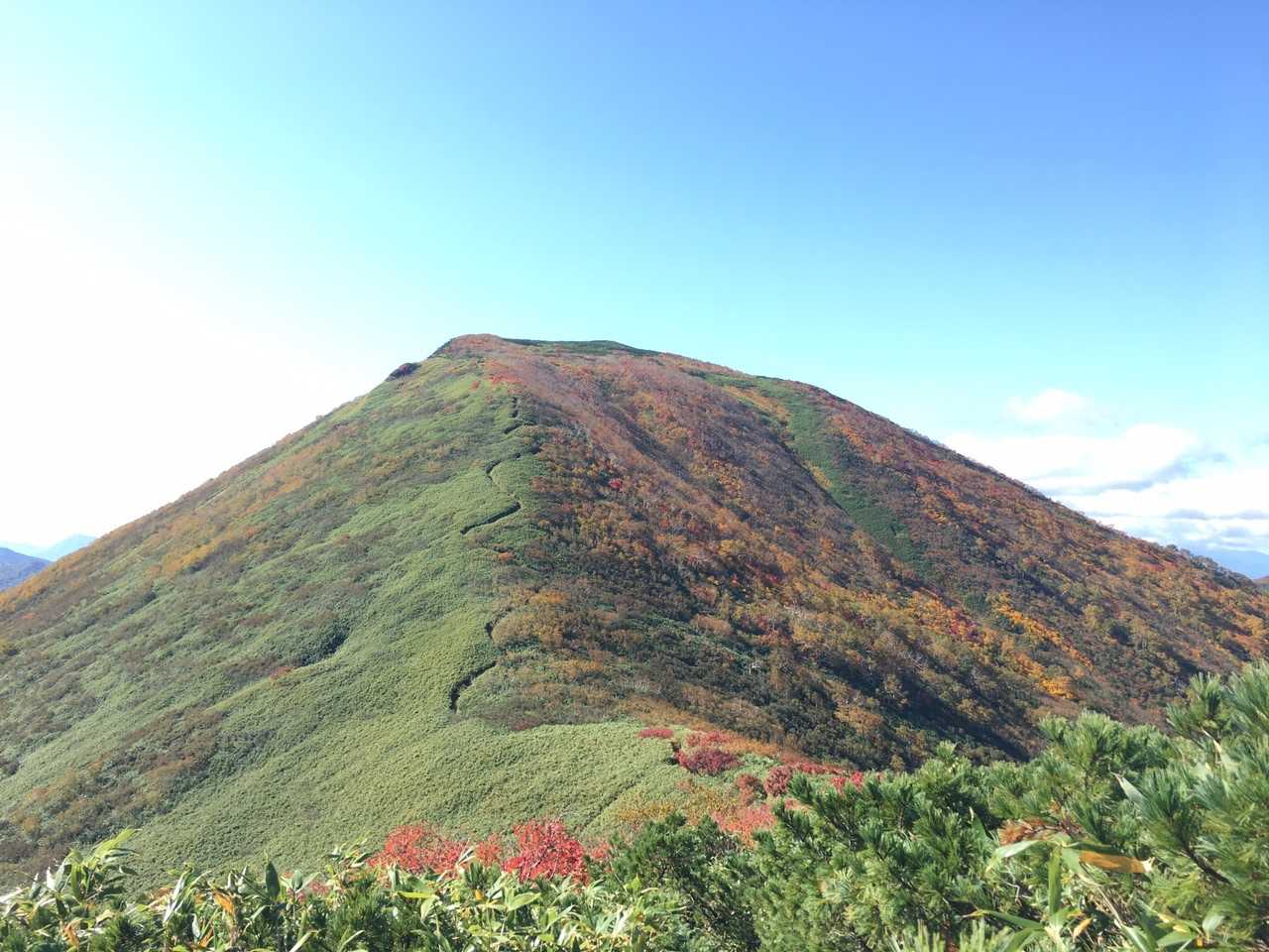 真っ白なイメージだった余市岳がカラフル🤭