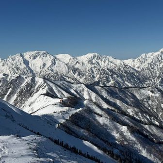 立山、剱岳方面も雲一つない