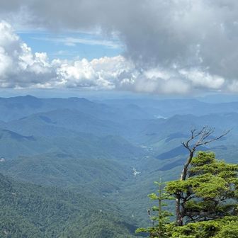 来てよかった！
湯の花の集落が眼下に一望できるんだ