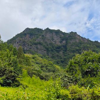 ふと後ろを見上げると男体山。