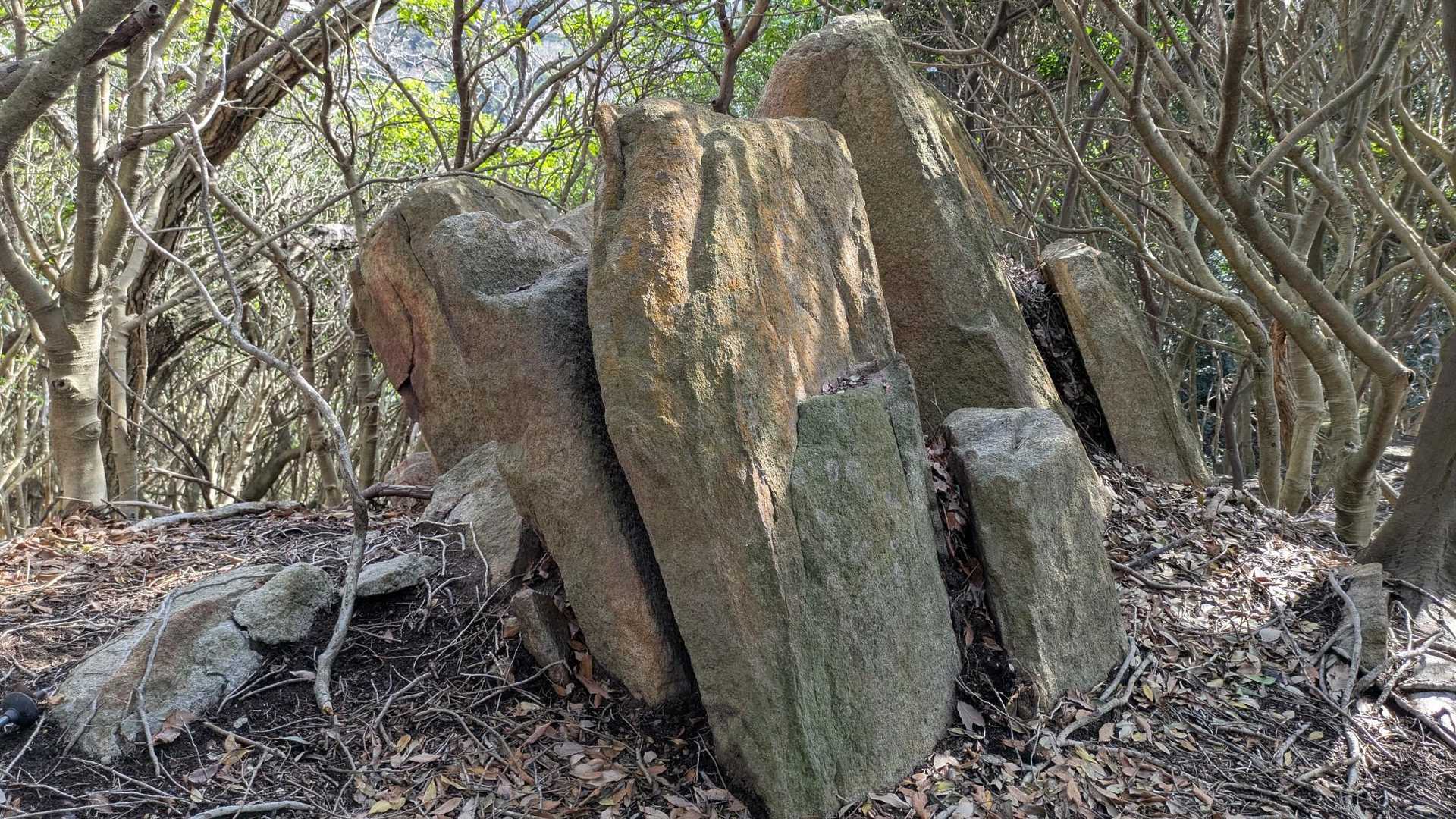 斜めに立ってる岩場→