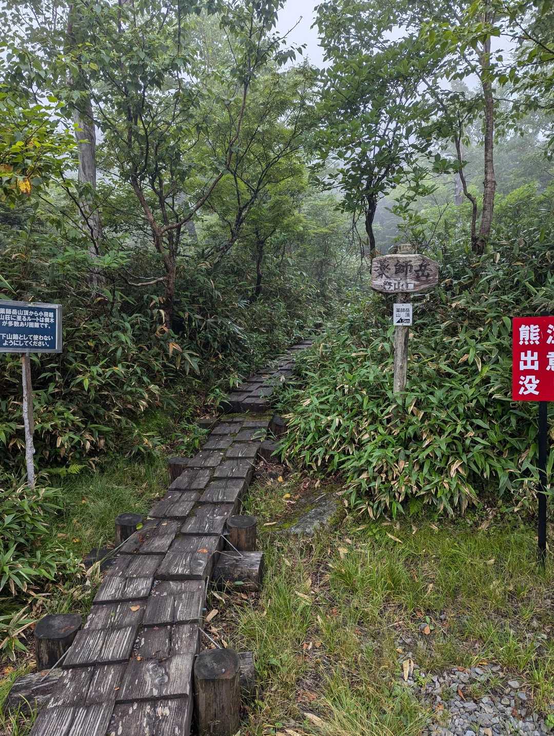 出発！
登るときは、山頂あたりで天気予報通りに晴れてくれないかなーと期待☀