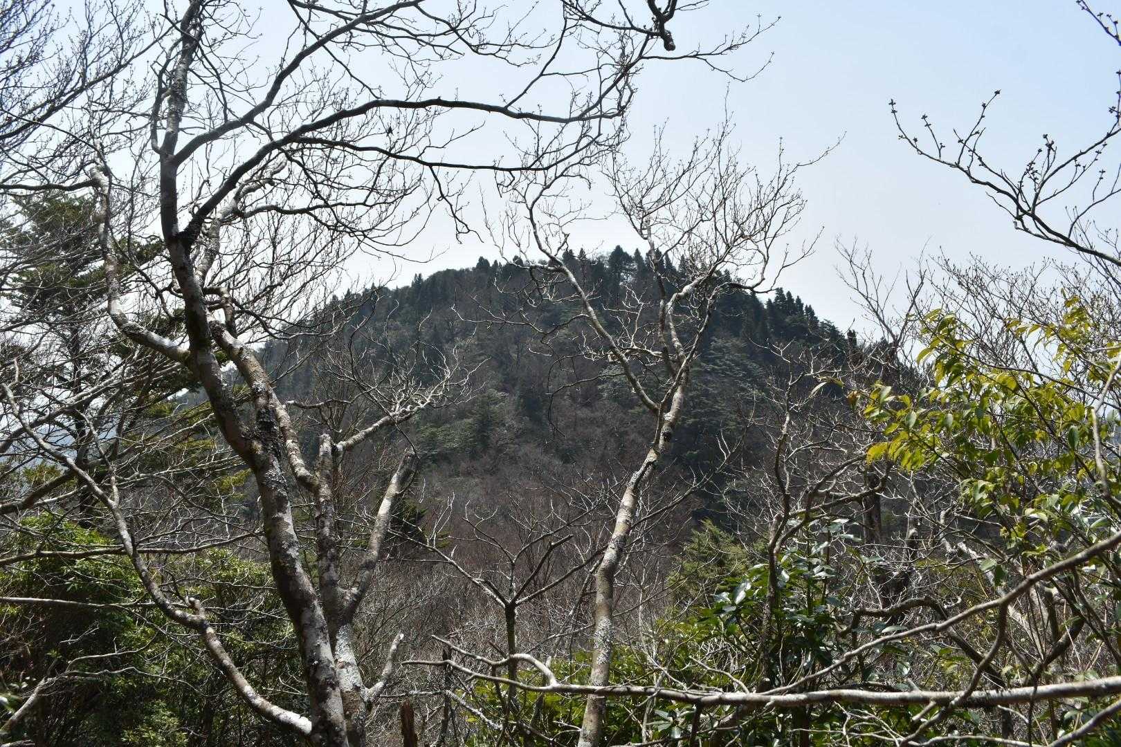 眼前に矢筈岳。