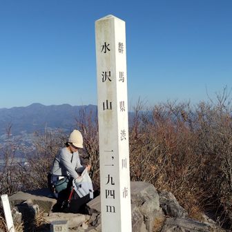 山頂標識の右側には群馬県渋川市の文字が入っていました。