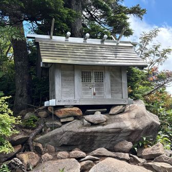 苗場山神社⛩️  お米の神様だそうです。池塘にはミヤマホタルイが稲田🌾のごとく生息しています。
maruさん代表のお賽銭で一同６人がお参り