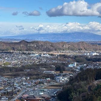 後ろに赤城山と、手前に富岡アルプス