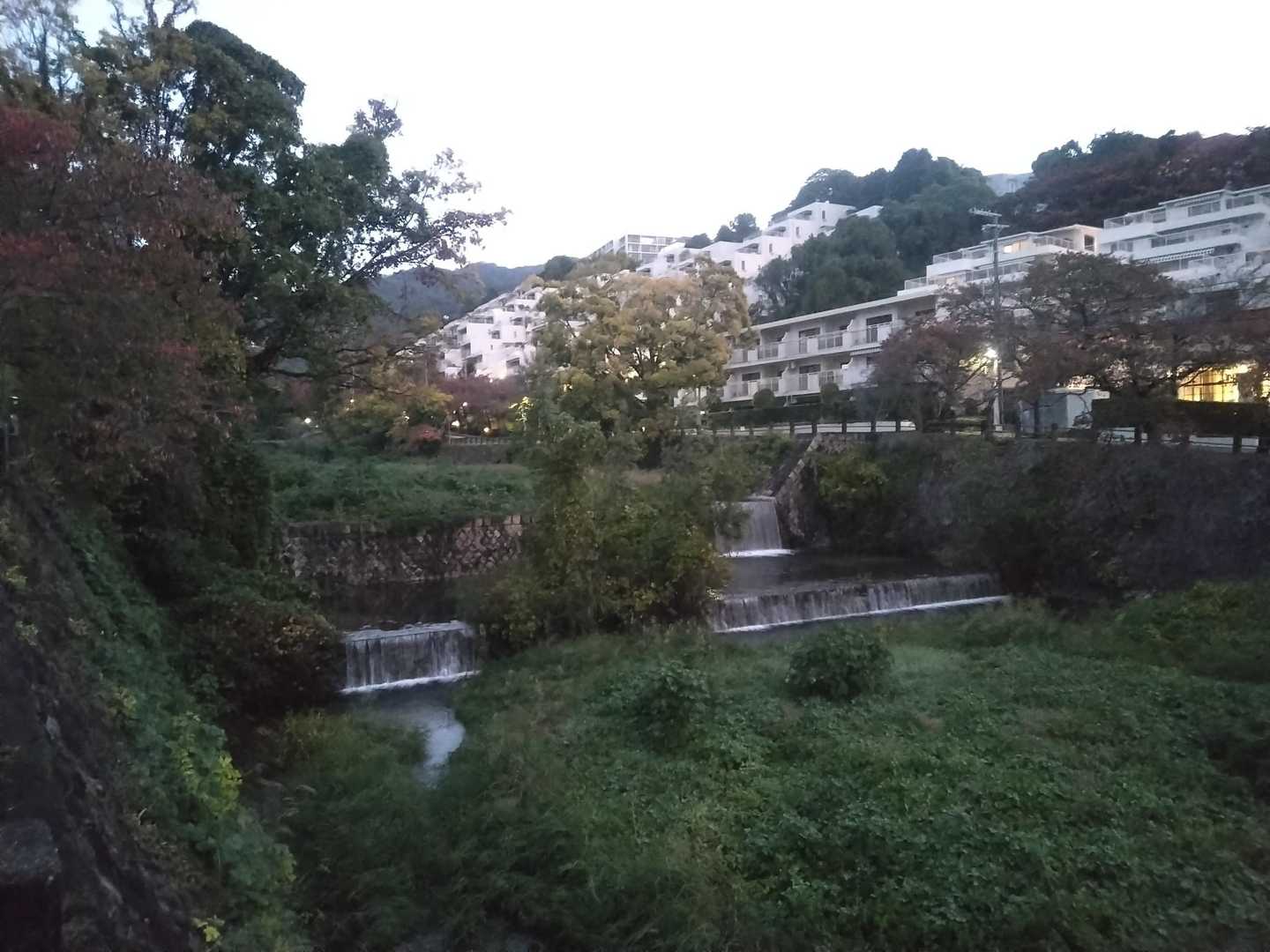 芦屋川駅をスタートしてすぐ
脇に芦屋川の流れ