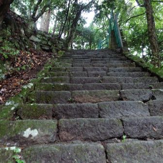 男坂開始。想像よりも急な階段。