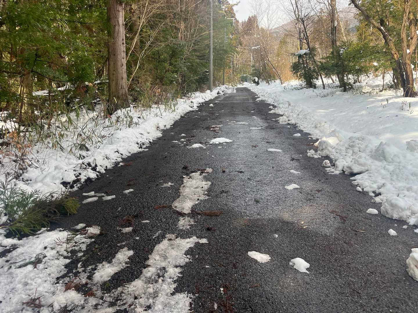 ここまでの道路もこの道も
溶けてる😅
やっぱり遅かったかなー