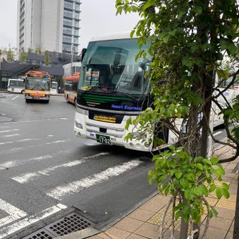 富士山登山口に行くバスが。
こんな時間なので誰も乗ってない👀