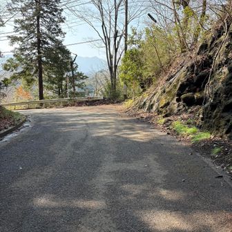 一気に降って舗装路に出ました