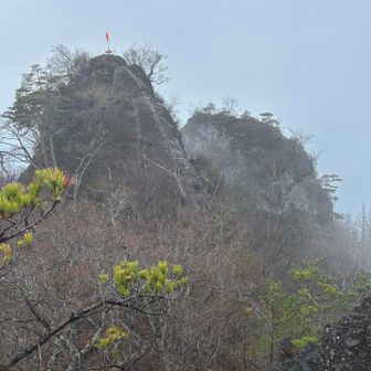 さっきまでいた山頂、結構すごい傾斜だな。