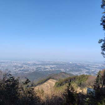 山頂からの大分市。
右に小さな白いドーム(クラサスドーム大分)が見えています。