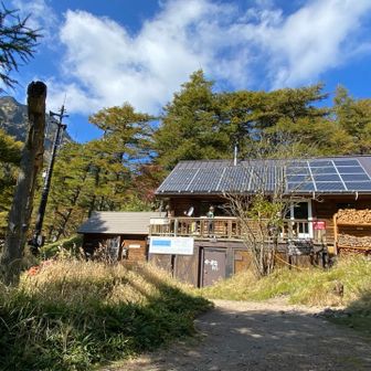 火山館まで下って来た
暑くて日陰に逃げ込む