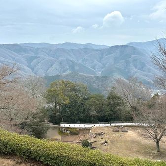 来た道を戻ったら少し明るくなり山並みもはっきりとしてきました♪