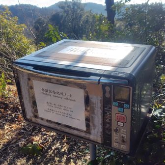 なぜか電子レンジが。中にはマップやノートが置かれていました