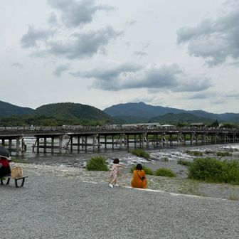 渡月橋・小倉山・愛宕山の3ショット。
