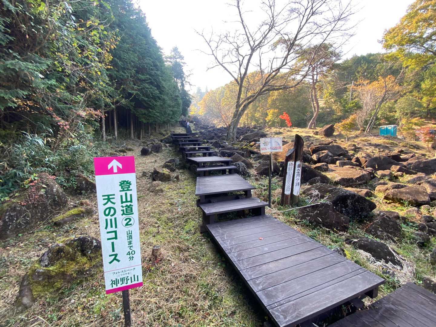 木道の階段登って行きます。