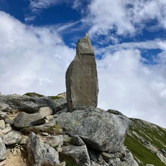 ごめんなさい慰霊碑じゃなかったみたいです🙏 天明４年、駒ヶ岳検分のため登山した高遠藩郡代の阪本天山に因んだ石碑のようです