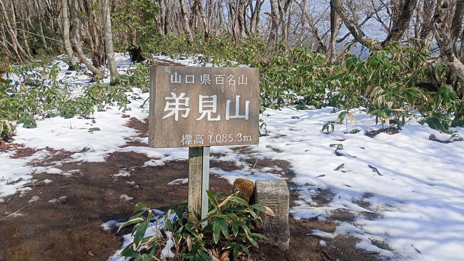 残雪の弟見山
山頂に到着