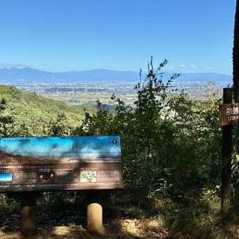 円良田城山⛰️
案内版の山がよく見えます。

今回は→東側登山口へ、尾根道を下山。