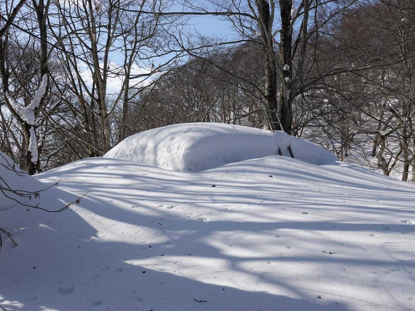 寺屋敷広場へ到着～
東屋は屋根の雪しか見えない🤣
こちらで作ります。