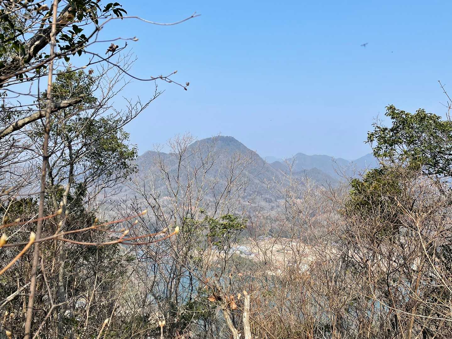羽束山がすぐ近くに見えます。
千刈ダム湖もすぐ下に。