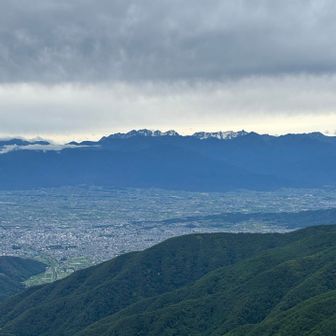 曇ってるけど北アルプスがめっちゃ見える