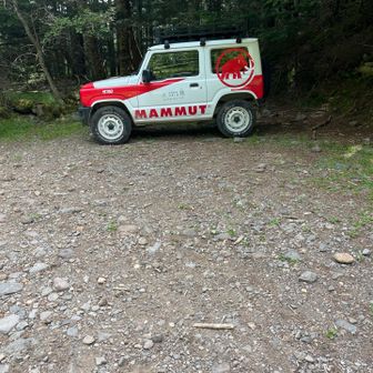 有名なマムートジープ。ここからは林道