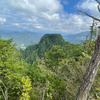 隣りの山城。印象的な形をしてますねー