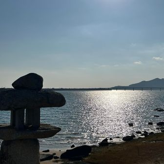 佐波川🏞️の向こうは海🌊＆向こうに小浜山⛰️
