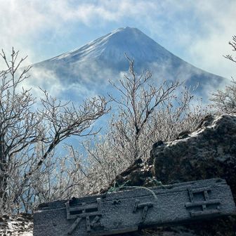 道標と富士山