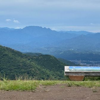 堂平山の頂上から、遠くの山を観る。
両神山が見える。