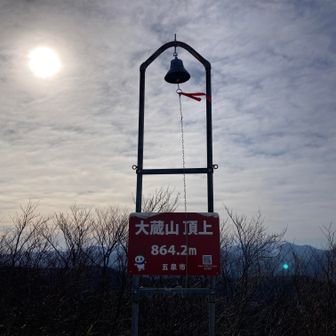 頂上、凍った雪が数センチ