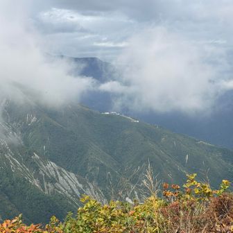 出発地点の八方池山荘が見える〜　あそこからずっと歩いてきたと思うと感動🥹