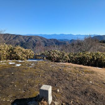 展望台の横には三角点、長者峰山頂！
その奥には南アルプス一望出来るよ！😆