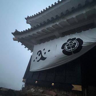 斎藤道三公の家紋と織田信長公の家紋が描かれた
『幔幕』が掲げられてた👍