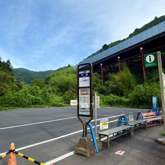 小仏バス停に到着！朝イチのバスにはギリギリ追い付かれなかった😁
