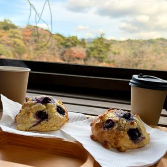 ブルーベリーのスコーンとホットオレンジ
at Re-encounter

クロテッドクリームやジャムはないが、大きくてメロンパンのよう！外はサクッ、中はしっとりでおかわりしたくなるのを抑えるが今日一番の困難！