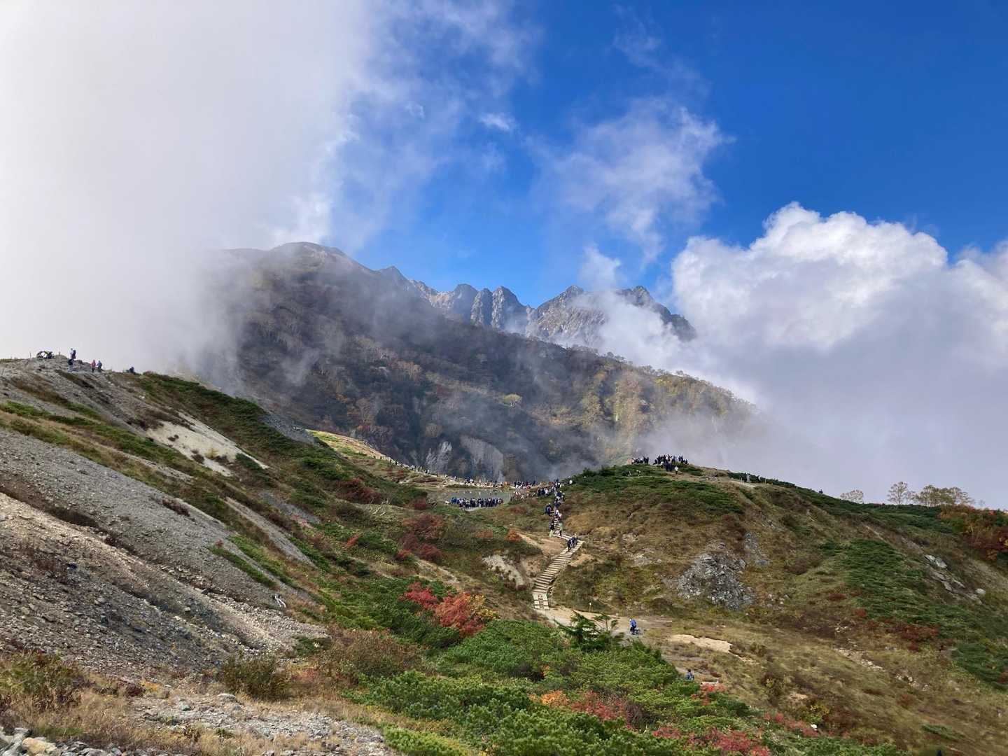 八方山-扇雪渓-丸山ケルン-唐松岳-不帰嶮-天狗の頭-猿倉 縦走コースの写真
