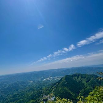 祠の裏に回り込むと、

目の前に長福山とその先に大子市街地
