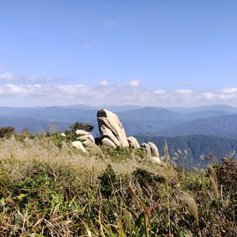 近寄ってみた。
青空にインディアン平原で岩がそそり立っている😳
でも、ひっそりとなぜか哀愁を感じるよ🥹
秋だからかな🌾