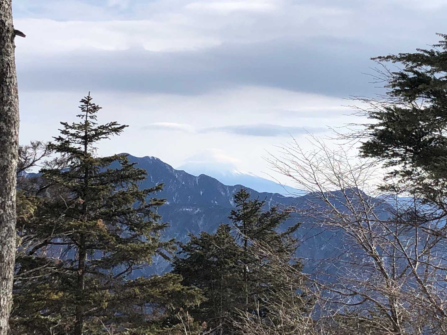 鎌崩岳 かまなぎだけ から富士山見えた👀 左は今一番ハードに登りたい大無間山✨